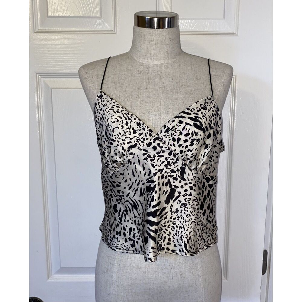 Timing Leopard Print Cami Tank Top Spaghetti Strap V-Neck Large